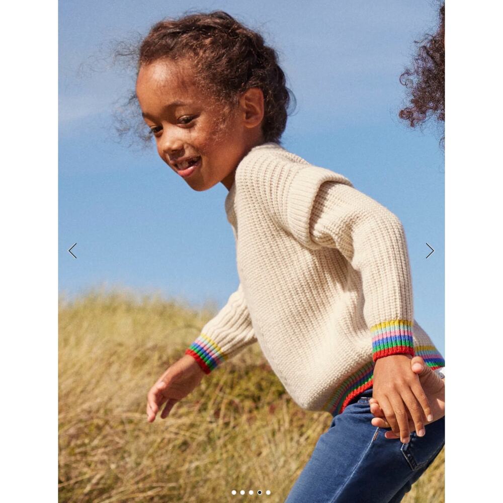 Mini Boden Girls Rainbow Rib Sweater Ecru 8-9 - Picture 8 of 9